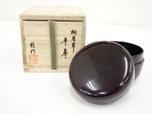 JAPANESE TEA CEREMONY TAME-NURI LACQUERED ARABESQUE TEA CADDY / NATSUME 